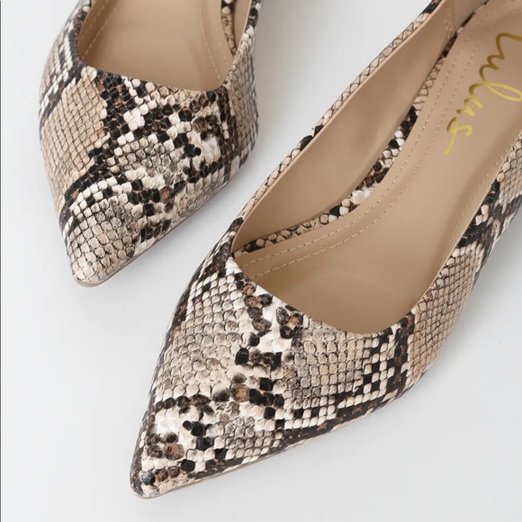 NWT Lulus Snake Print Low Pointed-Toe Heels - Picture 4 of 8